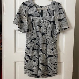 Loft black and white leaf print romper